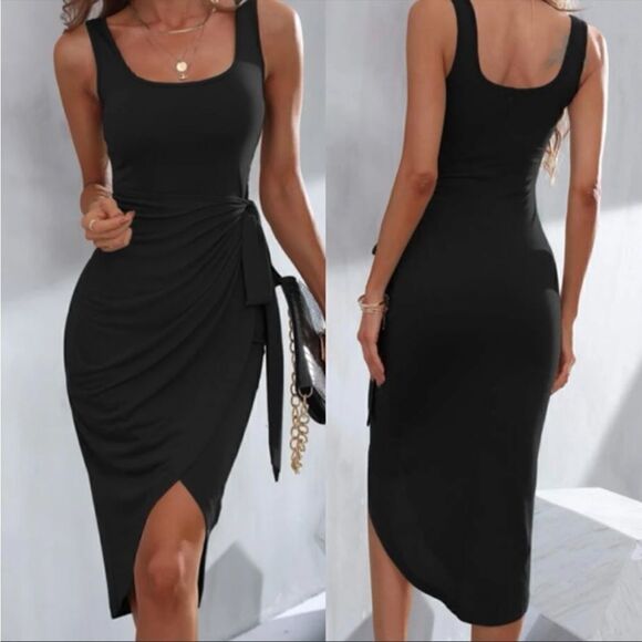 Boho Tie Side Bodycon Wrap Dress - Picture 5 of 11